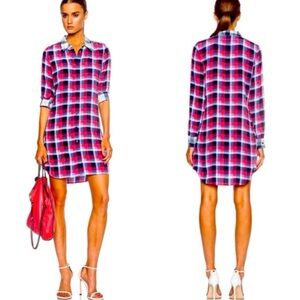 Equipment Long Sleeve Plaid Button Front Shirt Dress Size Small